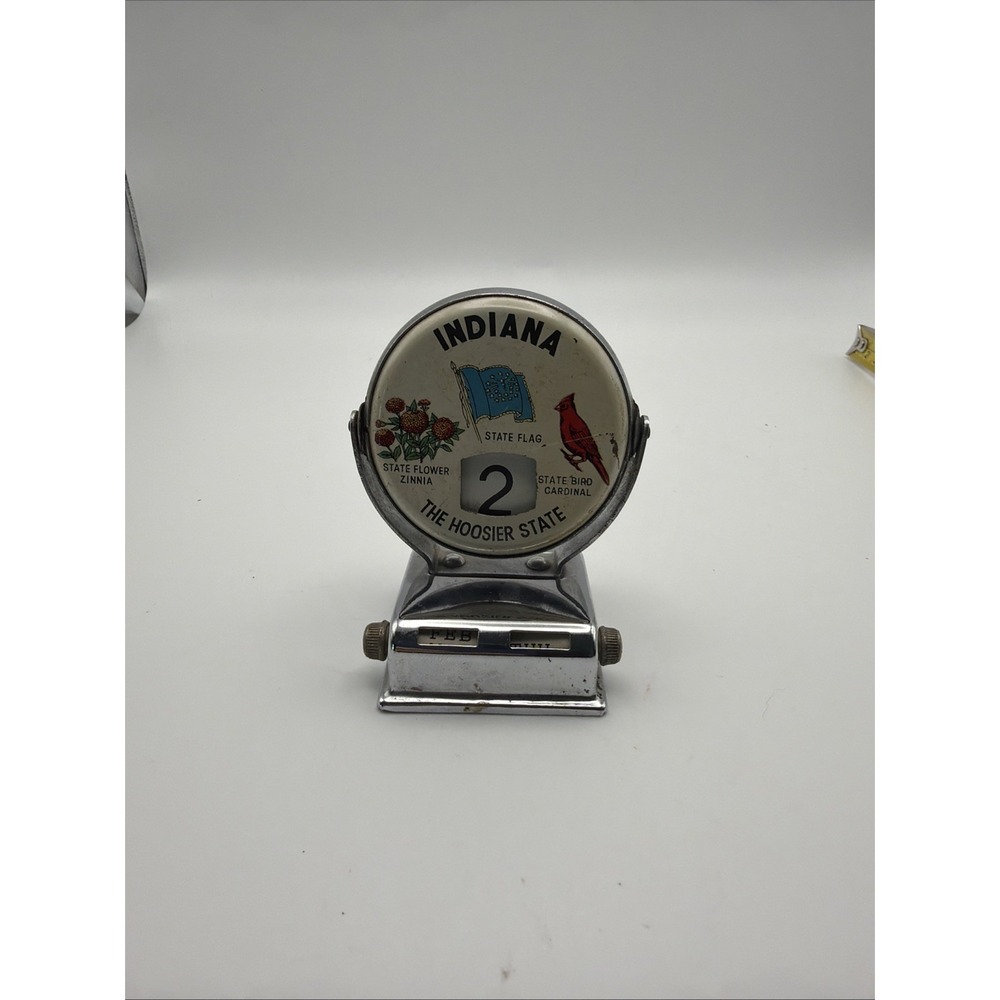Vintage Indiana Cardinal State Bird Souvenir Clip Magnet Metal Paper Memo Holder